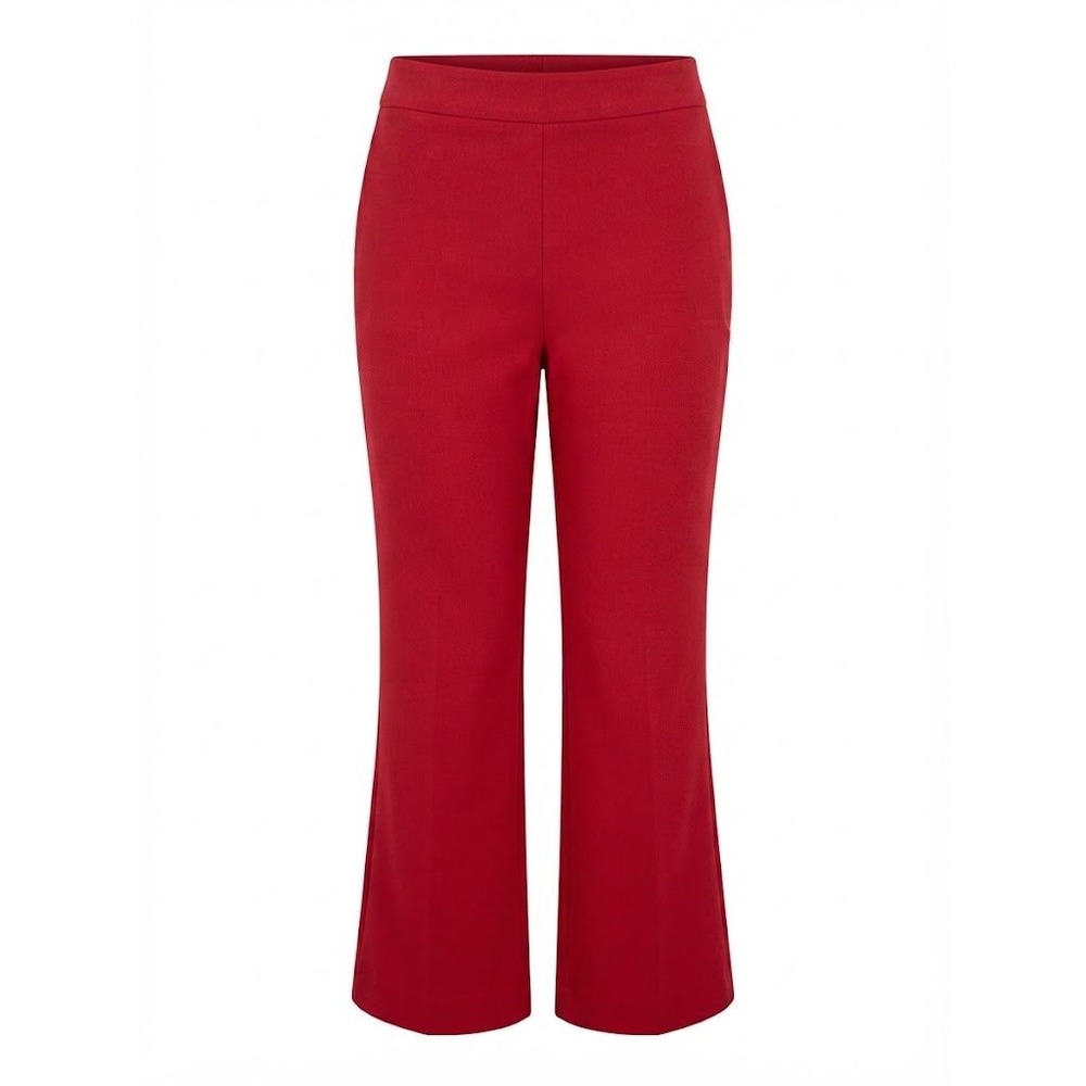 Ann Taylor Weekend Red Cropped Flare Stretch Pull On Pants Large High Rise L